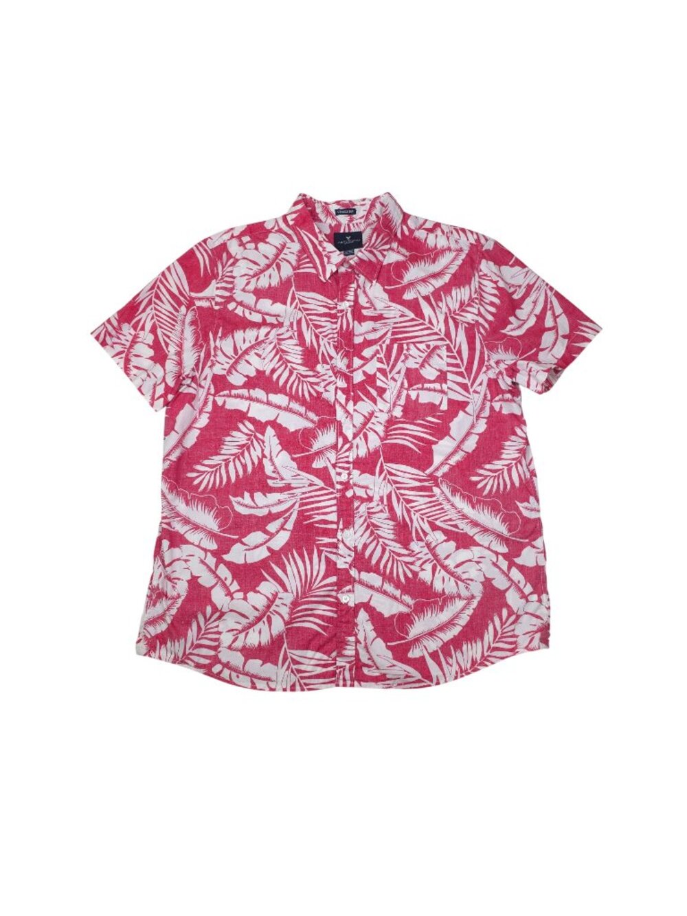 American Eagle Mens XXL Hawaiian Shirt Seriously Soft Red Tropical Print ButtonU